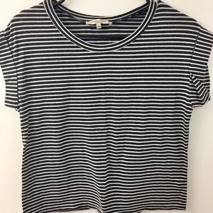 White and navy blue stripped t shirt